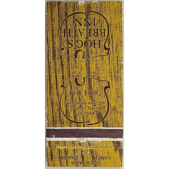 Vintage Matchbook Cover Hog's Breath Inn Carmel CA California - Picture 2 of 4